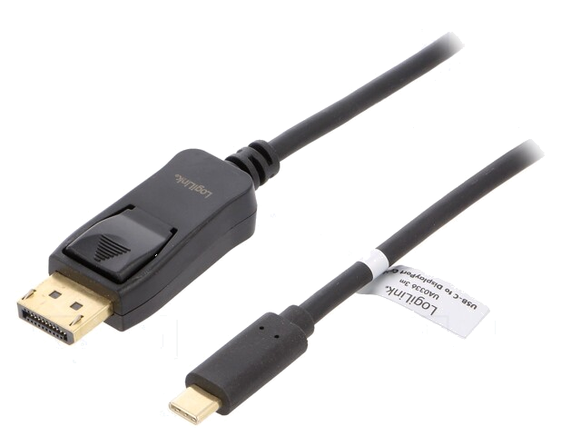 Adapter; DisplayPort-stekker,USB-C-stekker; 3m; zwart; zwart Adapter; DisplayPort-stekker,USB-C-stekker; 3m; zwart; zwart